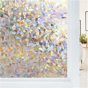 Window Clings Window Privacy Film Home Decoration Rainbow Window Film Static Sticker Color Glass Film Heat Insulation Window Sticker Privacy Window Film(A,30X100 CM)