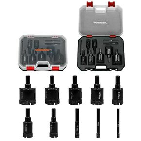 Diamond Drill Core Bits Set for Porcelain Triangle Shank Hole Saw Cutter for Tile Marble Ceramic Granite on Drill Machine 10pieces(6/8/10/20/22/25/30/32/35/40mm)