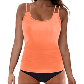 ملابس السباحة للنساء Tankini للنساء 2025 ملابس السباحة البسيطة من قطعتين بدلات الاستحمام قمة خزان السباحة مع بويشورت