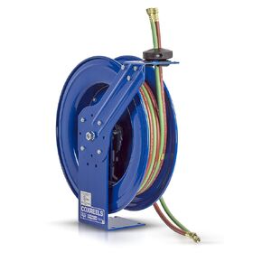 Coxreels Industrial Welding Reel with Oxygen-Acetylene Dual Hose, Model# SHW-N-150, 1/4" Hose ID,Blue, 50' Length