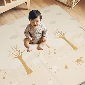 Play Mat for Babies 79x71 | 0.8Inch Thick Foldable Foam Playmat for Babies | Waterproof Play Mat for Infant Crawling | Reversible Playroom Kids XPE Padded Floor Rug for Toddlers