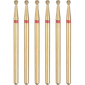 HARFINGTON 6pcs 325-400 Grits Diamond Grinding Bit 4mm Ball Head 2.35mm Shank 4mm Length Titanium Plated Stone Sanding Drill Bits Rotary Tool for Nails Grinding Polishing