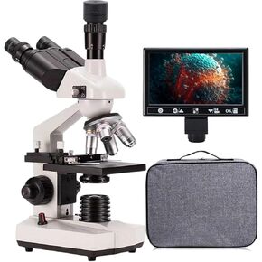 Lab LED Trinocular Compound Microscope,WF 10x and WF 25x Eyepieces,Professional Biological Microscope,Electronic Devices Compatible,5000X+A+B