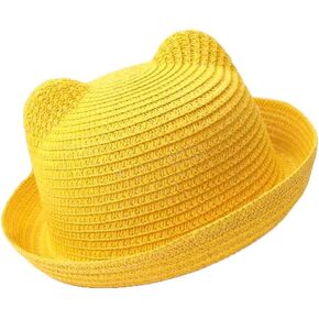 Toddler, Preschooler, Children, Kids Cat Ear Straw Bucket Sun Hats, Assorted Colors Multicolor