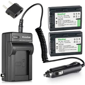 Kastar Battery (2-Pack) and Charger Replacement for Sony DCR-DVD910, DCR-DVD650, DCR-DVD850 Camcorder