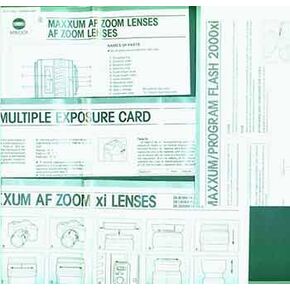 أدلة Minolta لـ Maxxum/Program Flash 2000xi ، عدسات Zoom Maxxum AF AF ، بطاقة تعرض متعددة ، Maxxum AF Zoom XI