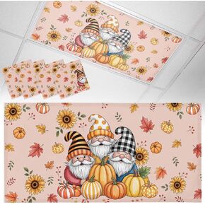 Fall 1 Pcs Fluorescent Light Covers, Cartoon Cute Gnomes Sunflower Pumpkins Magnetic Light Filters Shade Panel for Ceiling Lights Classroom Office Home Ceiling Decoration, 4 x 2 Ft