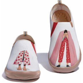 Slip On Womens Loafers Casual Sneakers Knitted Art Painted Comfort Soft Walking Shoes