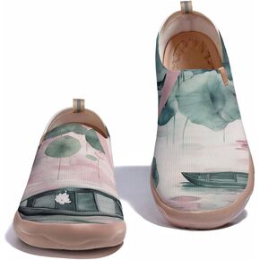Women's Fashion Sneaker Ladies Travel Shoes Cat Painted Knit Slip On Loafers