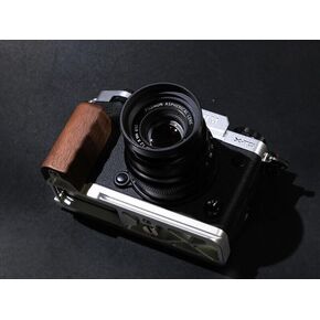 Ebony Walnut Wood Handle Grip for Fu ji Film XT5 Fuji Light Weight 45g Alloy Base (Ebony,Black Base)