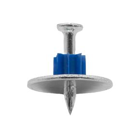 BLUEPOINT Powder Actuated Fasteners 1" .300 Head, .145 Dia. Shank Contractor Pin w/ 1" Washer & Rubber Flute – High-Precision Fastening Solution | Pinch Point Electric Galvanized Surface 100pcs