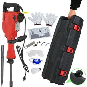 HomGarden 2200W Electric Demolition Jack Hammer Concrete Breaker Power Tool Kit w/Case, Gloves 2 Chisel 2 Punch Bit Set