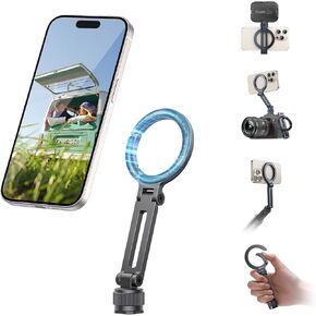 Ulanzi MA07 Magnetic Phone Tripod Mount for Magsafe, Aluminum Camera Phone Mount with 1/4" Screw, Cold Shoe Magnetic Tripod for Camera, Copatibale with iPhone 16/15/14/13/12 Series