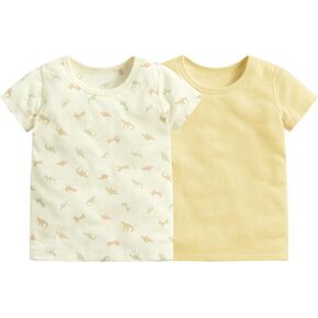 2 Pack Toddler Grils Summer T-Shirts 100% Cotton Mesh Lined Tees for Kids 2-6 Years