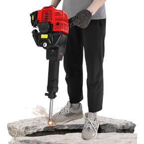 2-Stroke Gas Demolition Jack Hammer Concrete Breaker, 52CC Gasoline Stone Drill Machine, Concrete Breaker, Gasoline Jack Hammer with Pointed & Flat Pickaxes, for Trenching, Chipping, Breaking Holes