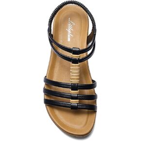 Littleplum Womens Sandals Arch Support Summer Flat Gladiator Sandals Comfortable Beach Dressy Slides for Women