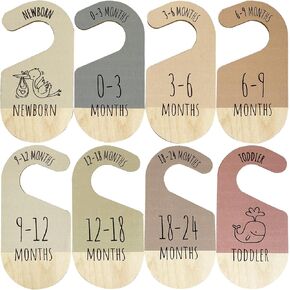 Baby Closet Dividers, Wooden Clothes Size Organizer for Nursery Decor Boy Girl Newborn to 24 Months