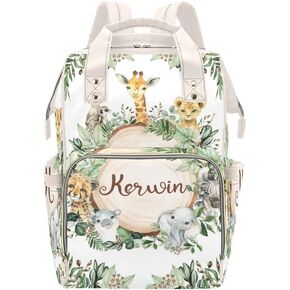 Animals Elephant Safari Giraffe Personalized Diaper Bag Backpack Custom Name Daypack Large Mommy Bag for Teen Girl Boy Student Option 5