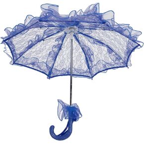 Lace Parasol Umbrella, Hand Made Wedding Bridal Lace Umbrella Elegant Decorative Lace Umbrella Photography Prop for Party (Rose Red)