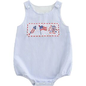 4th Of July Baby Boy Outfit American Flags Bubble Romper Jumpsuit Infant Boy Fourth Of July Outfit Summer Clothes