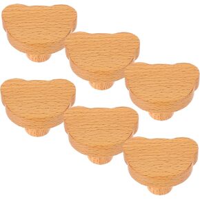 6pcs Dresser Handle Knobs Wooden Bear Head Shape Cabinet Door Knobs for Boys and Girls Safe Easy to Install Decorative for Cabinet Dresser Drawer