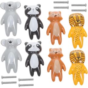 8pcs Cartoon Animal Dresser Handles Cute Wardrobe Door Knobs for Boys and Girls Rooms Featuring Lion Designs for Cabinets