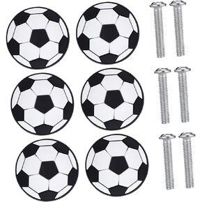 Homoyoyo Soccer Ball Shape Handles for Cupboard 6pcs Decorative Drawer Knobs for Home