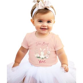 Some Bunny is One Shirt for Toddler Girls Floral Wreath 1st Birthday Easter Tee