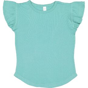 RABBIT SKINS Toddler Girls Flutter Sleeve Tee | Cute T-Shirt with Ruffles