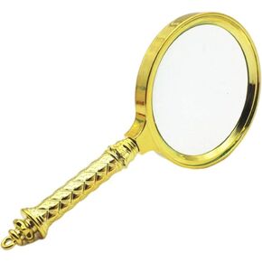 JSEIAJB A Golden and Gold-Plated Gift with Reading and Newspaper Magnifying Glass in Hand(9cm)