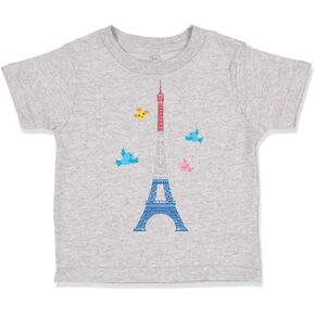 Toddler T-Shirt Eiffel Tower with French Flag Birds France French Flag Birds