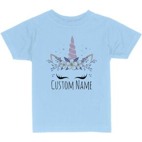 Unicorn Face Custom Name Personalized Toddler Kids T-Shirt