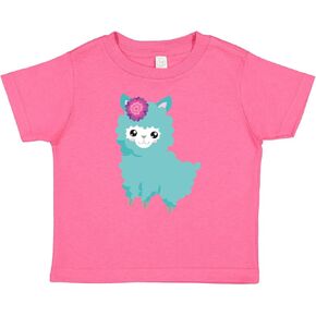 inktastic Blue Llama, Cute Llama, Alpaca, Flowers Baby T-Shirt