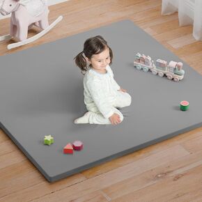 Baby Play Mat for Floor, 50x50 Vegan Leather Playpen Mat, Thickened Foam Cushioned Mat for Infants and Toddlers, Waterproof, Non-Slip & Stylish Playmat for Babies, Easy to Clean, Green