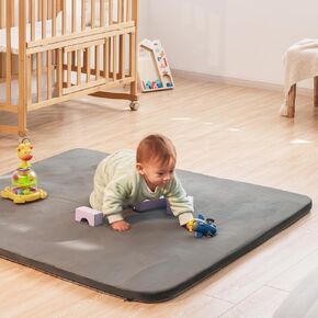 Baby Play Mat for Floor, 79x71 Thick Foam Soft Padded Playpen Mat with Machine Washable Removable Cover for Babies and Toddlers Infants (Grey)