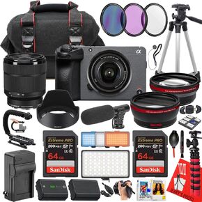 Sony FX30 Digital Cinema Camera with Sony FE 28-70mm f/3.5-5.6 OSS Lens + 128 GB Memory + Microphone + LED Light + More (34pc Bundle)