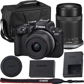 Canon EOS R50 Mirrorless Camera RF-S 18-45mm f/4.5-6.3 is STM and RF-S 55-210mm f/5-7.1 is STM Lens Kit Shoulder Bag, Black