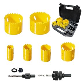 Greywolf 15 pcs Bi-Metal Hole Saw Set, M3 HSS Hole Saw Kit with 3/4"-2-1/2" (19-64mm) 9 pcs Hole Saw Blades, Boxed, with Arbor, Drill Bit, Hex Wrench, for Metal, Wood, Plastic