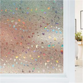 Window Clings Window Privacy Film Home Decoration Rainbow Window Film Static Sticker Color Glass Film Heat Insulation Window Sticker Privacy Window Film(D,60X100 CM)