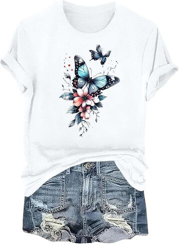 Graphic Tees for Women Hawaiian Shirts Business Casual Tops Summer Womens Tshirts Work Womens Fashion 2025 in Kuwait