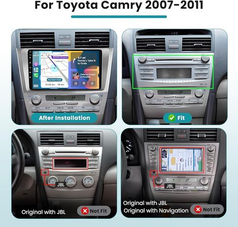 لراديو تويوتا كامري 2007-2011، Roinvou 2+32G Android 11 ستيريو سيارة CarPlay لاسلكي مع Android Auto 9 بوصة شاشة لمس بلوتوث راديو السيارة يدعم مرآة Link GPS WiFi SWC DSP كاميرا احتياطية in Saudi Arabia