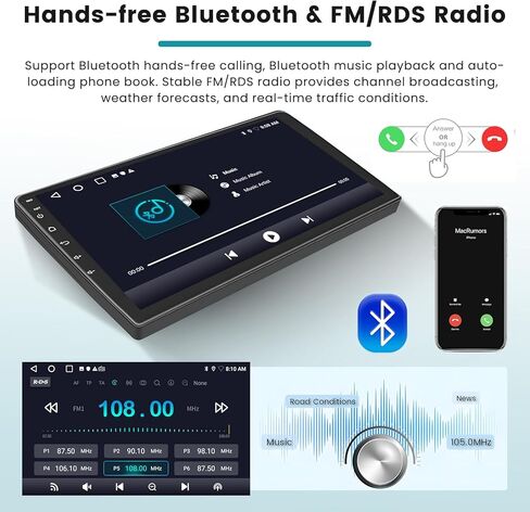 لراديو تويوتا كامري 2007-2011، Roinvou 2+32G Android 11 ستيريو سيارة CarPlay لاسلكي مع Android Auto 9 بوصة شاشة لمس بلوتوث راديو السيارة يدعم مرآة Link GPS WiFi SWC DSP كاميرا احتياطية in Saudi Arabia