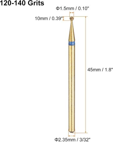 HARFINGTON 6pcs 325-400 Grits Diamond Grinding Bit 4mm Ball Head 2.35mm Shank 4mm Length Titanium Plated Stone Sanding Drill Bits Rotary Tool for Nails Grinding Polishing in Saudi Arabia