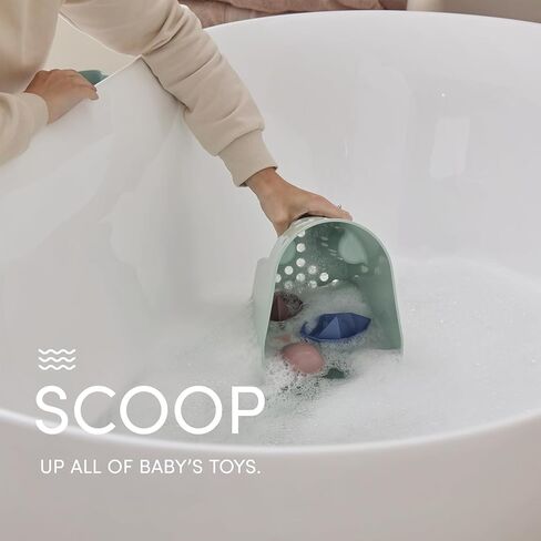 Ellie Bath Toy Storage Scoop | طفل رضيع وطفل حمام التجفيف مع صينية بالتنقيط - رمادي in Kuwait