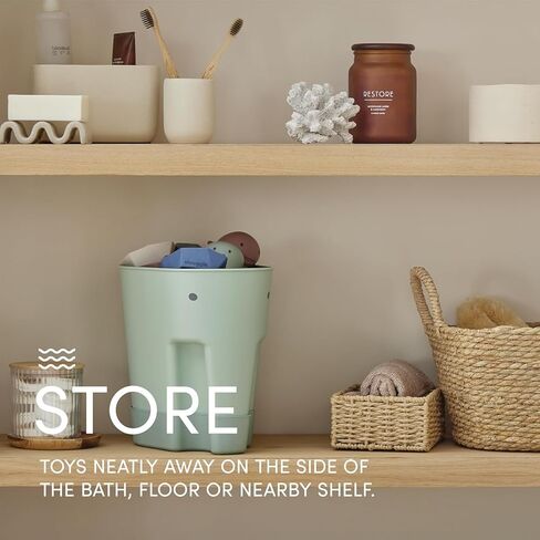 Ellie Bath Toy Storage Scoop | طفل رضيع وطفل حمام التجفيف مع صينية بالتنقيط - رمادي in Kuwait