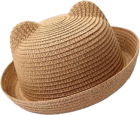 Toddler, Preschooler, Children, Kids Cat Ear Straw Bucket Sun Hats, Assorted Colors Multicolor in Saudi Arabia