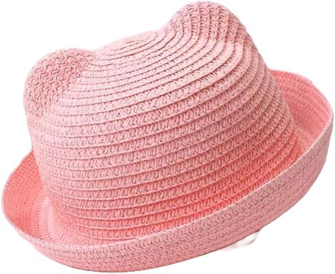 Toddler, Preschooler, Children, Kids Cat Ear Straw Bucket Sun Hats, Assorted Colors Multicolor in Saudi Arabia