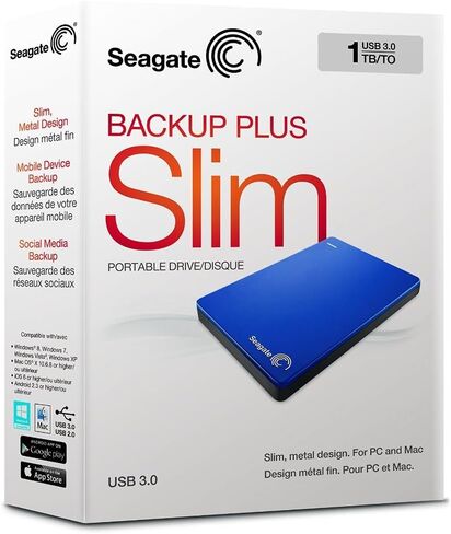 Seagate Backup Plus Slim 2TB External Hard Drive Portable HDD – Black USB 3.0 for PC Laptop and Mac, 2 Months Adobe CC Photography (STDR2000100) in Kuwait