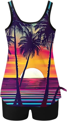 Two Piece Tankini Swimsuits for Women Modest Tummy Control Bathing Suit Conservative Tank Tops with Boy Shorts in Saudi Arabia