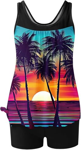 Two Piece Tankini Swimsuits for Women Modest Tummy Control Bathing Suit Conservative Tank Tops with Boy Shorts in Saudi Arabia